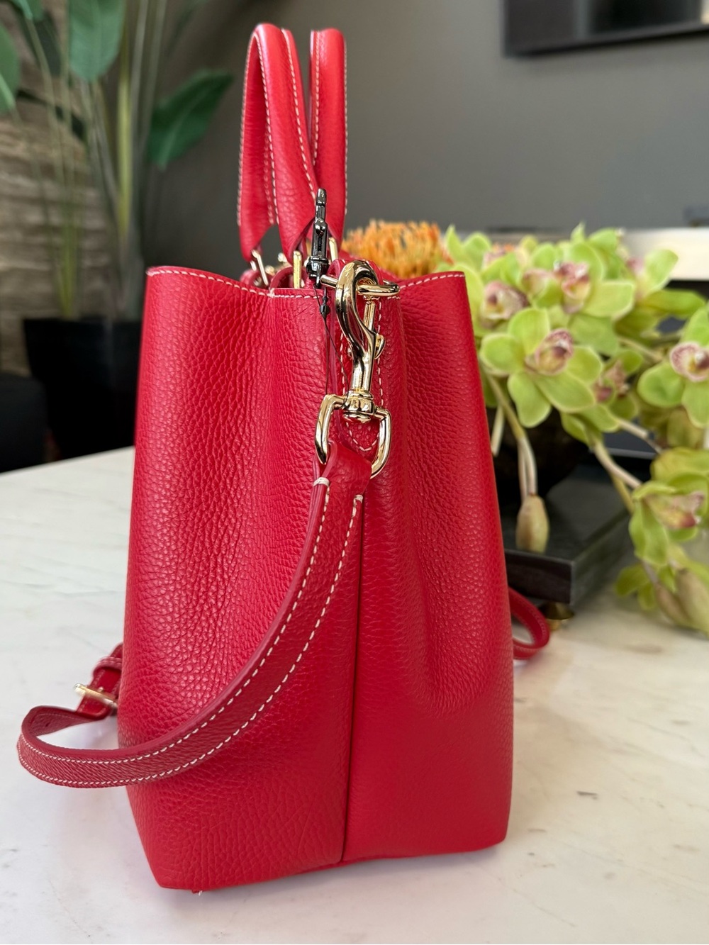 New Dooney & Bourke Lucca Leather Barlow Shoulder Bag Red - Picture 5 of 16